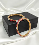 Elegant Red Alloy Plain Bangles — Set of 2 Classic Bracelets