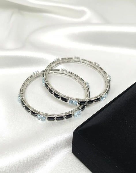Black Plain Alloy Bangles - 2-Piece Classic Minimal Set