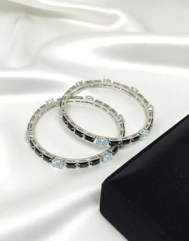 Black Plain Alloy Bangles - 2-Piece Classic Minimal Set