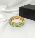 Green Alloy Plain Bangle Set — 4 Pcs Classic Stacking Bangles