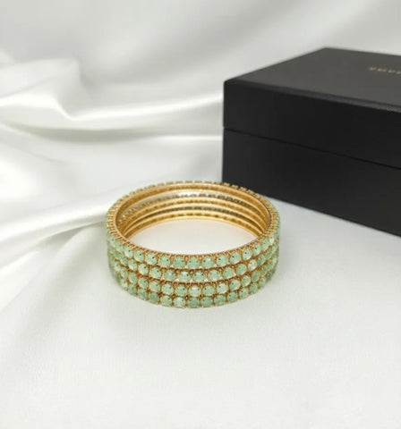 Green Alloy Plain Bangle Set — 4 Pcs Classic Stacking Bangles