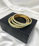 Green Alloy Plain Bangle Set — 4 Pcs Classic Stacking Bangles