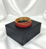 Set of 4 Plain Red Alloy Bangles — Red Fashion Bracelet Set