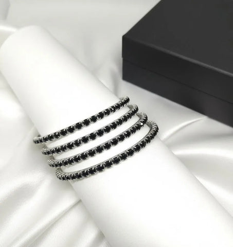 Set of 4 Black Plain Alloy Bangles — Elegant Everyday Bracelet