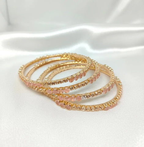 Set of 4 Pink Plain Alloy Bangles — Lightweight Fashion Jewelry