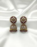 Stunning Green & Maroon Jhumka Earrings - 2 Pcs Alloy