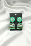 Stunning Green & Maroon Jhumka Earrings - 2 Pcs Alloy