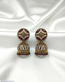 Stunning Green & Maroon Jhumka Earrings - 2 Pcs Alloy