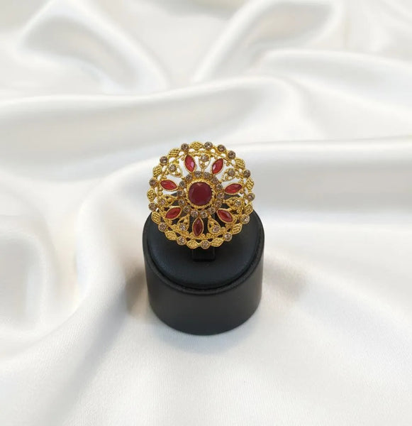 Adjustable Maroon Casting Ring — Elegant Statement Ring for Everyday & Parties