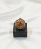 Maroon Adjustable Fashion Ring — Premium Casting Jewelry, Elegant Statement Band