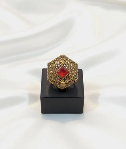 Maroon Adjustable Fashion Ring — Premium Casting Jewelry, Elegant Statement Band