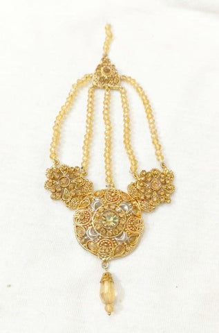 Gold Polished Fancy Jhumar - Traditional Bridal Tikka