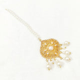 Maroon & White Golden Polish Bindiya - Traditional Tikka Accent