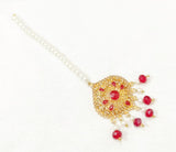 Maroon & White Golden Polish Bindiya - Traditional Tikka Accent