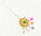 Maroon & White Golden Polish Bindiya - Traditional Tikka Accent