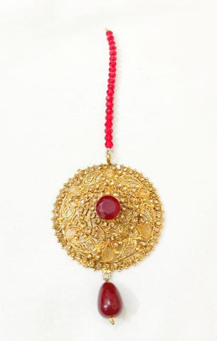 Golden Polished Bindiya for Women - Adjustable Indian Forehead Jewel (1 Pc)