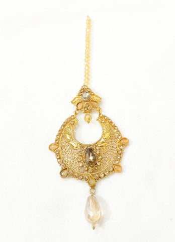Golden Polish Casting Bindiya - Adjustable Elegant Forehead Tikka