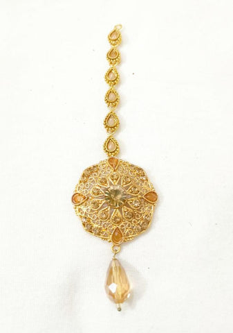 Golden Polish Bindiya for Women - Adjustable Party Tikka (Casting)