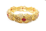 Gold-Plated Kara Bangle with Maroon Stones — Elegant Party Wear