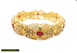 Gold-Plated Kara Bangle with Maroon Stones — Elegant Party Wear