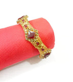 Gold-Plated Kara Bangle with Maroon Artificial Stones - Elegant