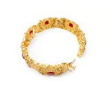 Gold-Plated Kara Bangle with Maroon Artificial Stones — Elegant Slim Design