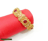 Gold-Plated Kara Bangle with Maroon Artificial Stones — Elegant Slim Design