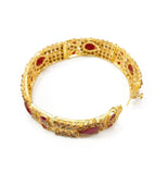 Gold-Plated Kara Bangle with Maroon Artificial Stones