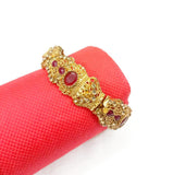 Gold-Plated Kara Bangle with Maroon Stones — Elegant Slim Design