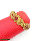 Gold-Plated Kara Bangle with Maroon Stones — Elegant Slim Design