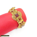 Gold-Plated Maroon Artificial Stone Kara Bangle - Sizes 2.4 & 2.6