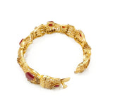 Gold-Plated Kara Bangle with Maroon Artificial Stones — Size 2.6
