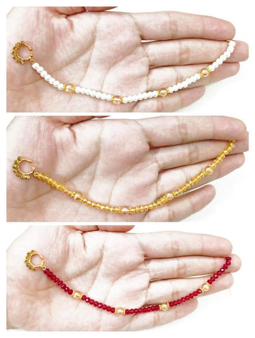 Women's Modern Nath (Nose Ring) – White, Maroon & Gold Accent