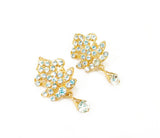 Gold-Plated Fancy Earrings with White Artificial Stones — Elegant Tops