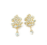 Gold-Plated Fancy Earrings with White Artificial Stones — Elegant Tops