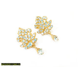 Gold-Plated Fancy Earrings with White Artificial Stones — Elegant Tops