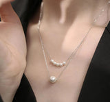 2-Layered Pearl Necklace & Earring Set — Antique Plated Alloy Jewelry