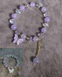 Antique-Plated Crystal Butterfly Charm Bracelet — Multicolor, Adjustable