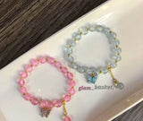 Antique-Plated Crystal Butterfly Charm Bracelet — Multicolor, Adjustable