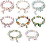 Antique-Plated Crystal Butterfly Charm Bracelet — Multicolor, Adjustable