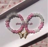 Multicolor Butterfly Charm Bracelets — Adjustable Crystal Duo (2 Pcs)
