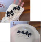 Modern Korean Pearl Dangling Earrings — Antique Plated Alloy