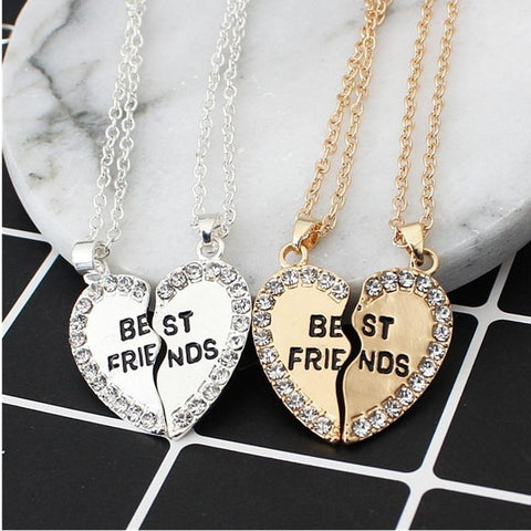 Best Friend Broken Heart Necklace Set — Pack of 2 (Gold & Silver)