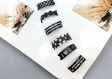 Adjustable Black Alloy Ring Set – Pack of 10 Multi-Design Rings