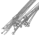 Plain Silver-Tone Alloy Chains — Pack of 12 Adjustable Necklaces