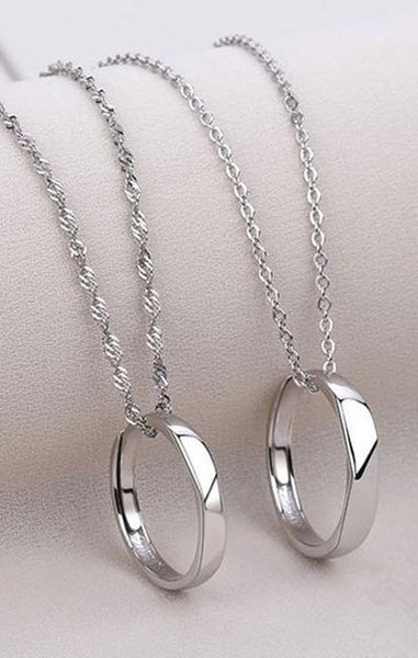 Pack of 2 Adjustable Silver Ring Pendants – Alloy Necklace Charms