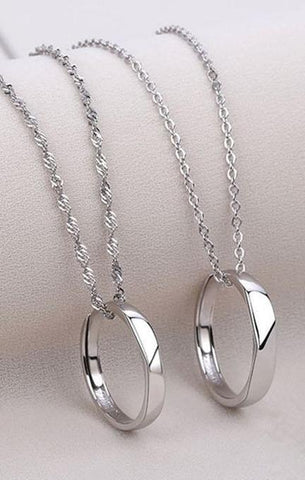 Pack of 2 Adjustable Silver Ring Pendants – Alloy Necklace Charms