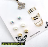 7-Piece Golden-Plated Pendant Set — Modern Necklace, Earrings & Rings