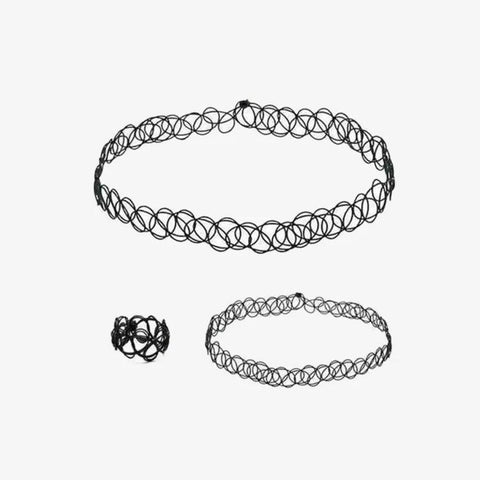 Retro Tattoo Stretchable Choker - Geometric Alloy Necklace