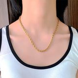 Gold-Plated Necklace Chain — 3-5 mm Metal Link, Elegant Everyday Wear